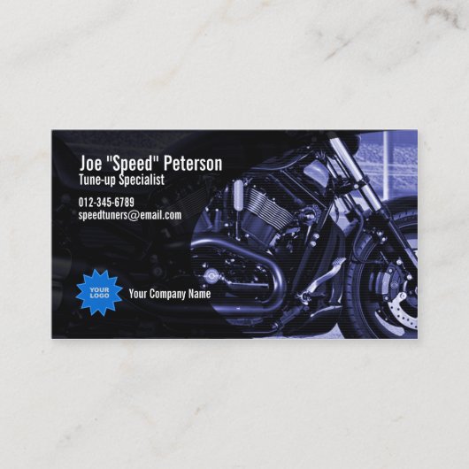 Motor Blue Motorbike Service Visitekaartje (Voorkant)