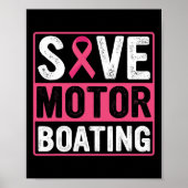 Motor Boating Borstkanker Roze Lint Poster (Voorkant)