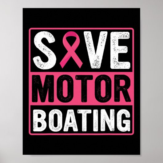Motor Boating Borstkanker Roze Lint Poster (Voorkant)