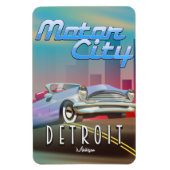 Motor City Detroit Michigan-reisposter. Magneet (Verticaal)