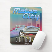 Motor City Detroit Michigan-reisposter. Muismat (Met muis)