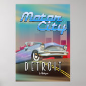Motor City Detroit Michigan-reisposter. Poster (Voorkant)