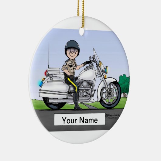 Motor Cop - Vrouw Keramisch Ornament (Rechts)