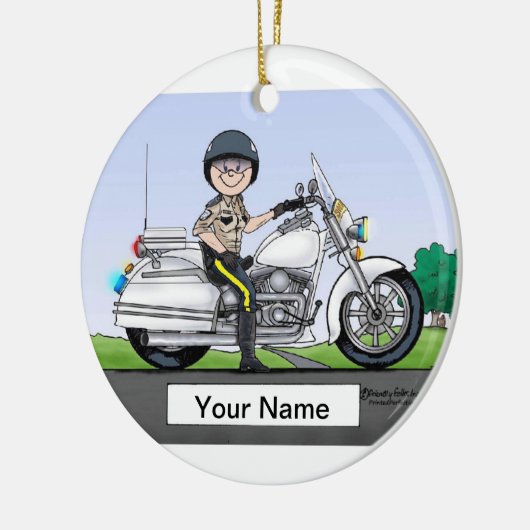 Motor Cop - Vrouw Keramisch Ornament (Links)
