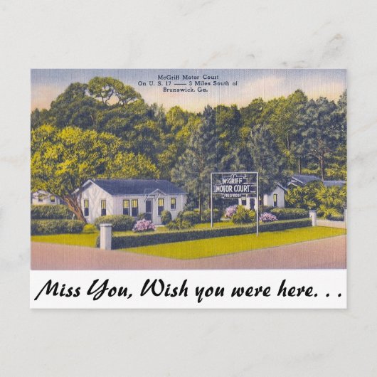 Motor Court, Brunswick, Georgia Briefkaart (Voorkant)