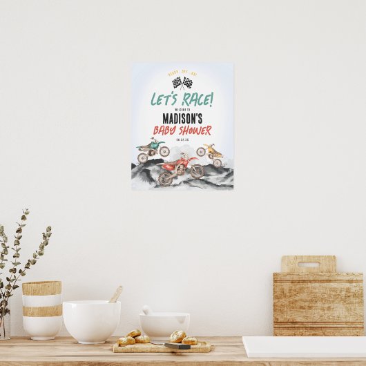 Motor Cross Dirt Bike Jongen Baby Borrel Welcome B Poster (Keuken)