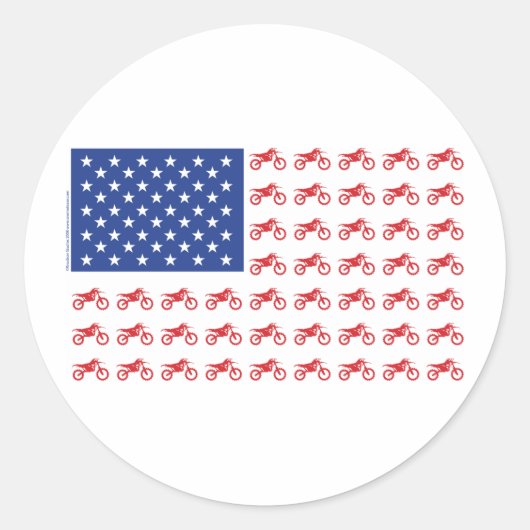 Motor-Cycle-Flag-Moto-Cross Ronde Sticker (Voorkant)