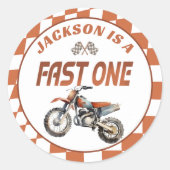 Motor Dirt Bike Fast Een 1e Verjaardag Sticker (Voorkant)