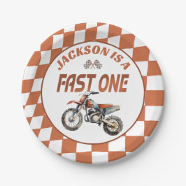 Motor Dirt Bike Fast Een 1e Verjaardagsfeest Papieren Bordje