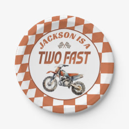 Motor Dirt Bike Twee Snelle 2e Verjaardagsfeest Papieren Bordje