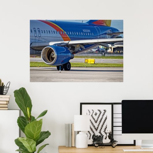 Motor en dampen van het vliegtuig poster (Thuiskantoor)