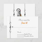 Motor en Hart Trouw RSVP Kaart (Voorkant / Achterkant)