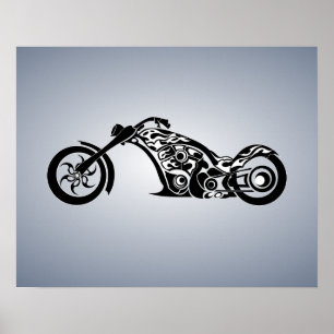 motor-fiets-531004 TRIBAL TATTOO MOTORBIKE TRANSPO Poster