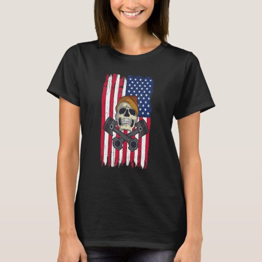 Motor For Car Mechanics Patriotic T-shirt (Voorkant)