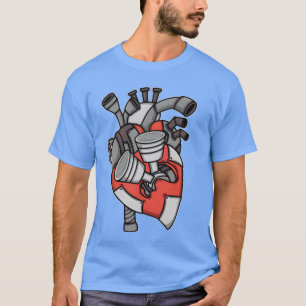 Motor Hart Zuigers Auto Monteur retro T-shirt