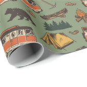 Motor Home Camp Adventures Patroon Cadeaupapier (Rol Hoek)