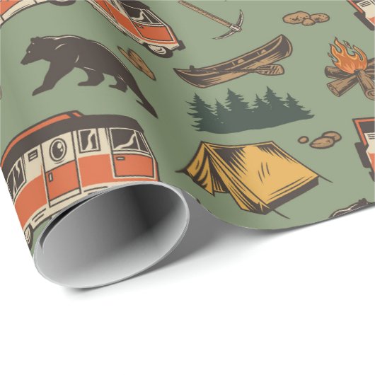 Motor Home Camp Adventures Patroon Cadeaupapier (Rol Hoek)