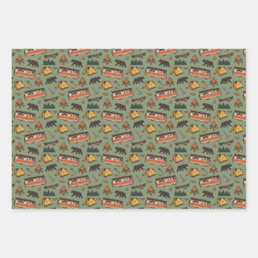 Motor Home Camp Adventures Patroon Inpakpapier Vel (Voorkant 3)