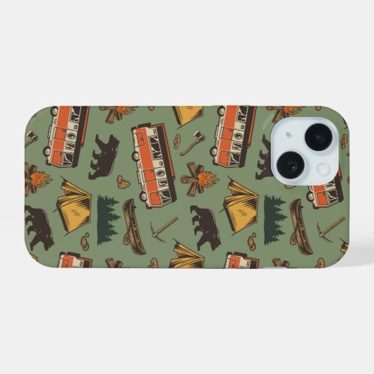 Motor Home Camp Adventures Patroon iPhone 15 Case (Achterkant horizontaal)