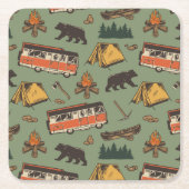 Motor Home Camp Adventures Patroon Kartonnen Onderzetters (Voorkant)