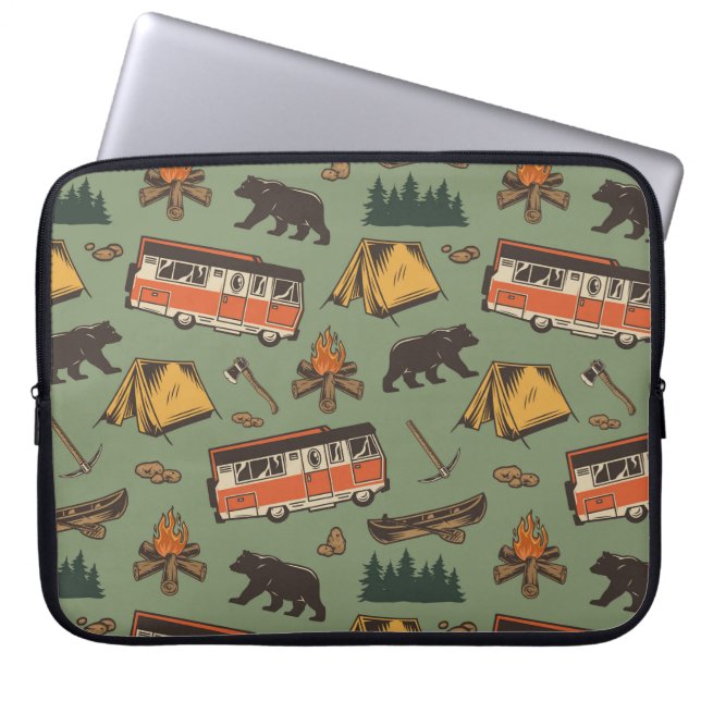 Motor Home Camp Adventures Patroon Laptop Sleeve (Voorkant)