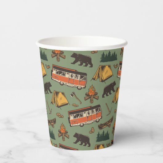 Motor Home Camp Adventures Patroon Papieren Bekers (Achterkant)