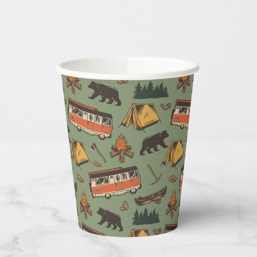 Motor Home Camp Adventures Patroon Papieren Bekers