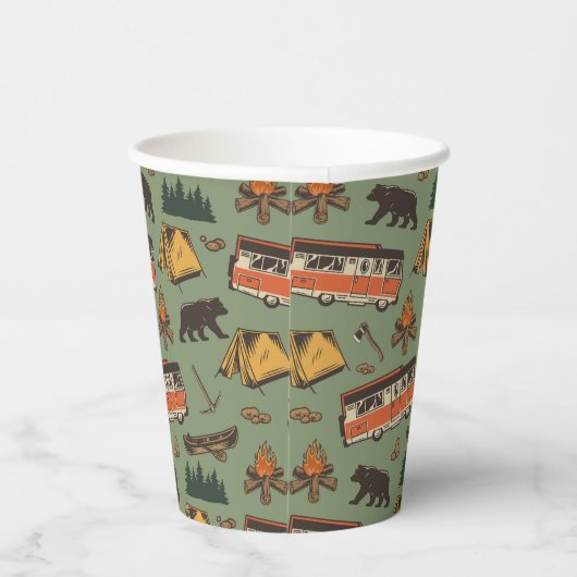 Motor Home Camp Adventures Patroon Papieren Bekers (Rechts)