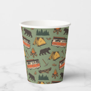 Motor Home Camp Adventures Patroon Papieren Bekers