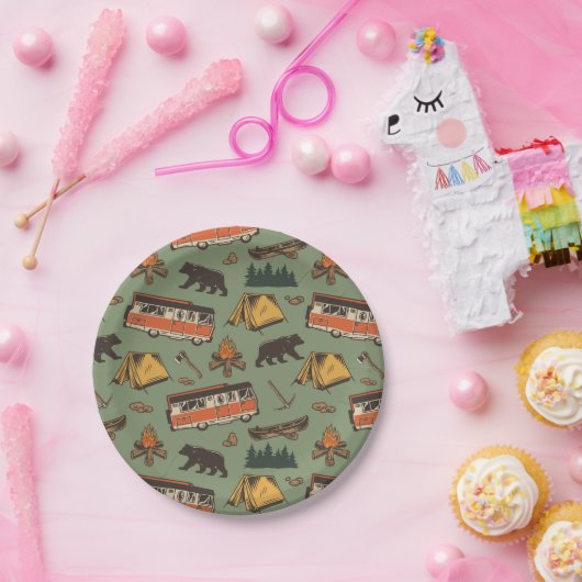 Motor Home Camp Adventures Patroon Papieren Bordje (Feest)