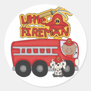 Motor Kleine Brandweerman Afro-Amerikaanse Tshirts Ronde Sticker