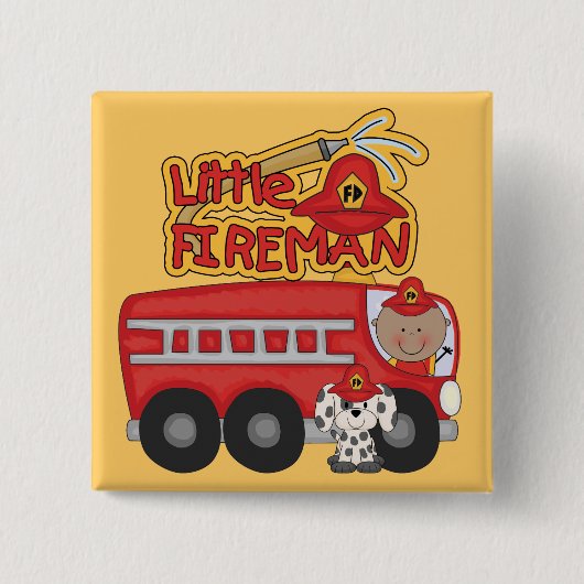 Motor Little Fireman African American Tshirts Vierkante Button 5,1 Cm (Voorkant)