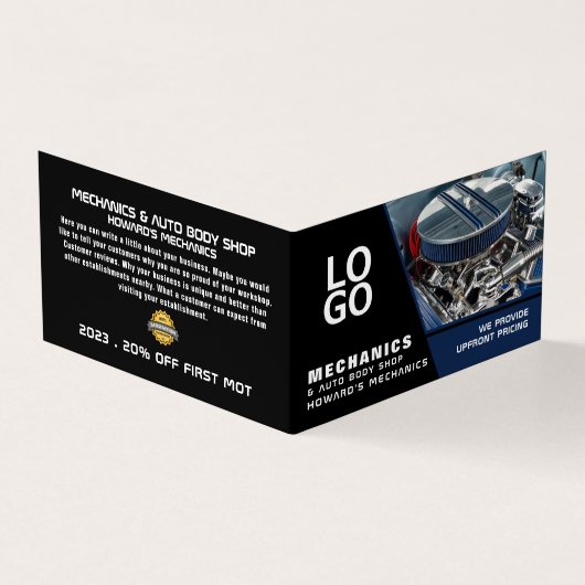 Motor motor, Auto Mechanic & Reparaties, Gedetaill Visitekaartje (Buitenkant)