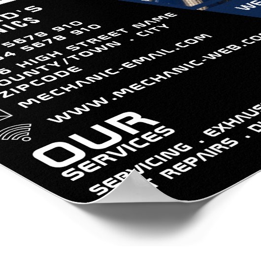 Motor motor, auto monteur & reparaties Adverteren Poster (Hoek)