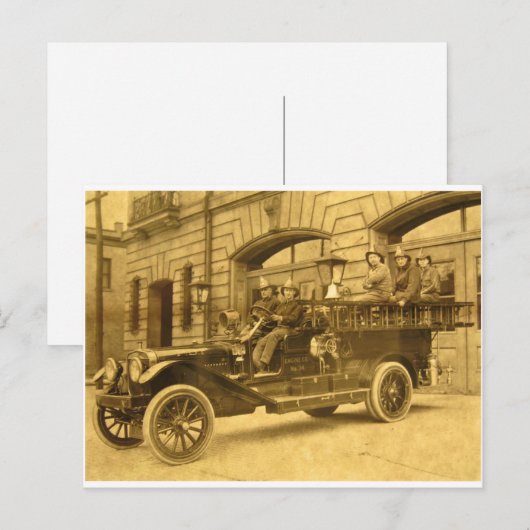 Motor nr. 34  brandweermaatschappij briefkaart (Voorkant / Achterkant)