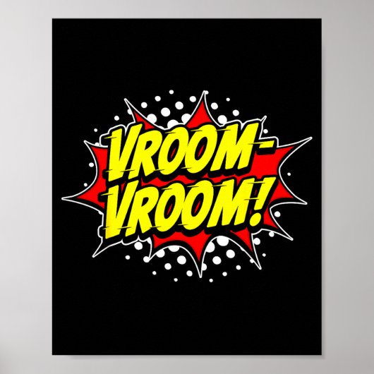 Motor opwarmend vroom-vroom! strip-onomatopee poster (Voorkant)