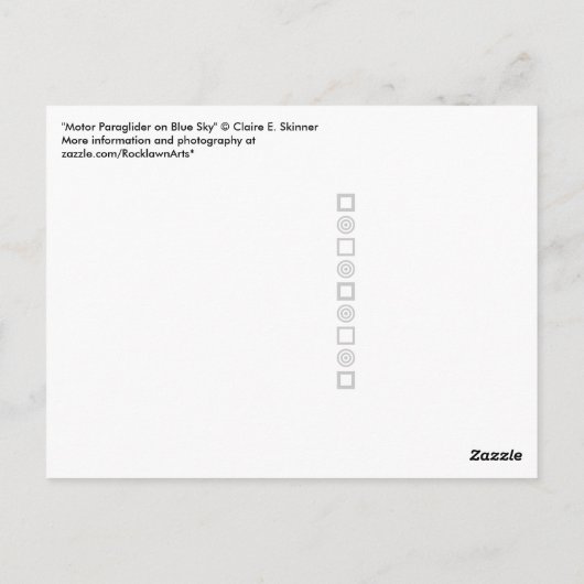 Motor Paraglider op Blue Sky Briefkaart (Achterkant)