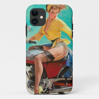 Motor Pinup Meisje - Retro Pinup Kunst iPhone 11 Hoesje