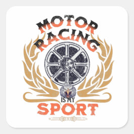 Motor Racing is mijn sport,  motorfiets Vierkante Sticker
