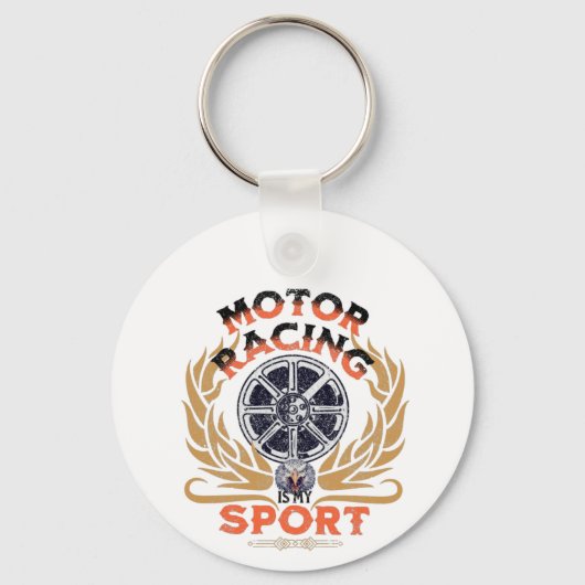 Motor Racing is mijn sport,  Racing Retro Sleutelhanger (Voorkant)