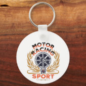 Motor Racing is mijn sport,  Racing Retro Sleutelhanger (Achterkant)