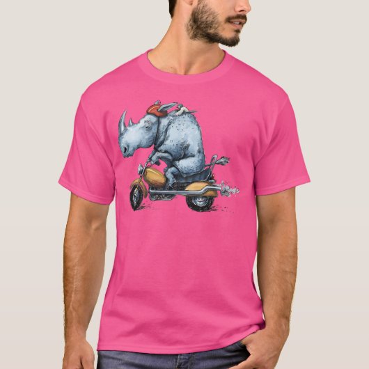 Motor-Rhino Motorfiets Rhinoceros Design T-shirt (Voorkant)