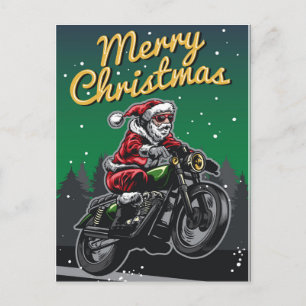 Motor Santa Vrolijk Kerstfeest Motorrijder Feestdagenkaart