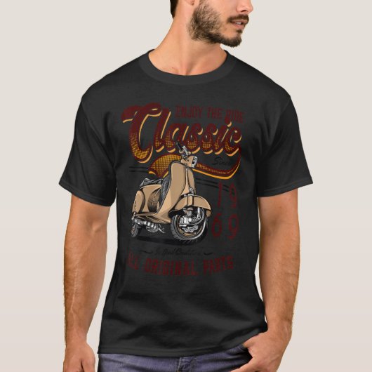 Motor Scooter Classic Moped Rider Birthday 1969 T-shirt (Voorkant)