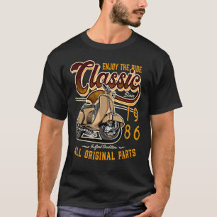 Motor scooter klassieke brommer rijder verjaardag t-shirt