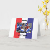 Motor Scooter Union Jack Design Kaart (Gele Bloem)