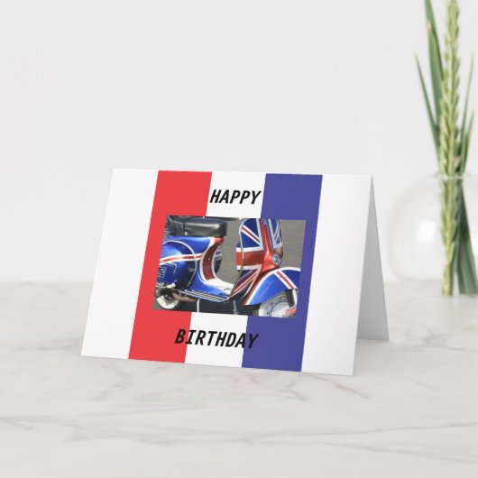 Motor Scooter Union Jack Design Kaart (Voorkant)