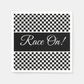 Motor Sport Designer Black en White Check Servet (Voorkant)