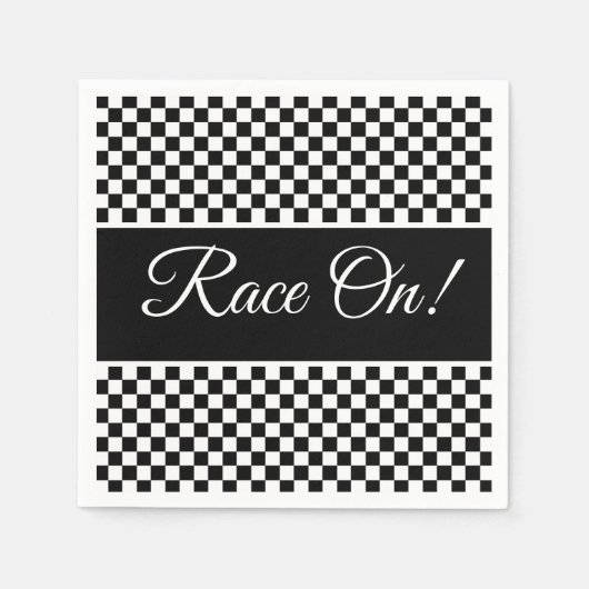 Motor Sport Designer Black en White Check Servet (Voorkant)