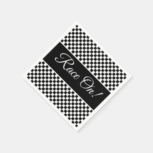 Motor Sport Designer Black en White Check Servet (Hoek)